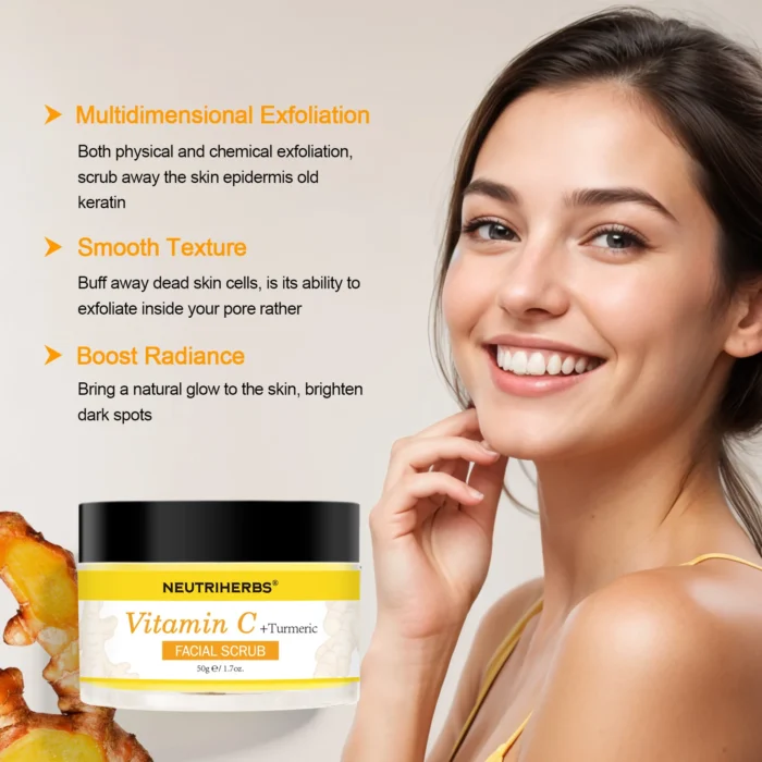 Vitamin C Turmeric Exfoliating Glow Facial Scrub For Skin Lightening - Image 9
