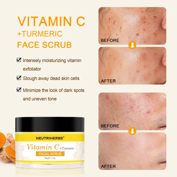 Vitamin C Turmeric Exfoliating Glow Facial Scrub For Skin Lightening - Image 6