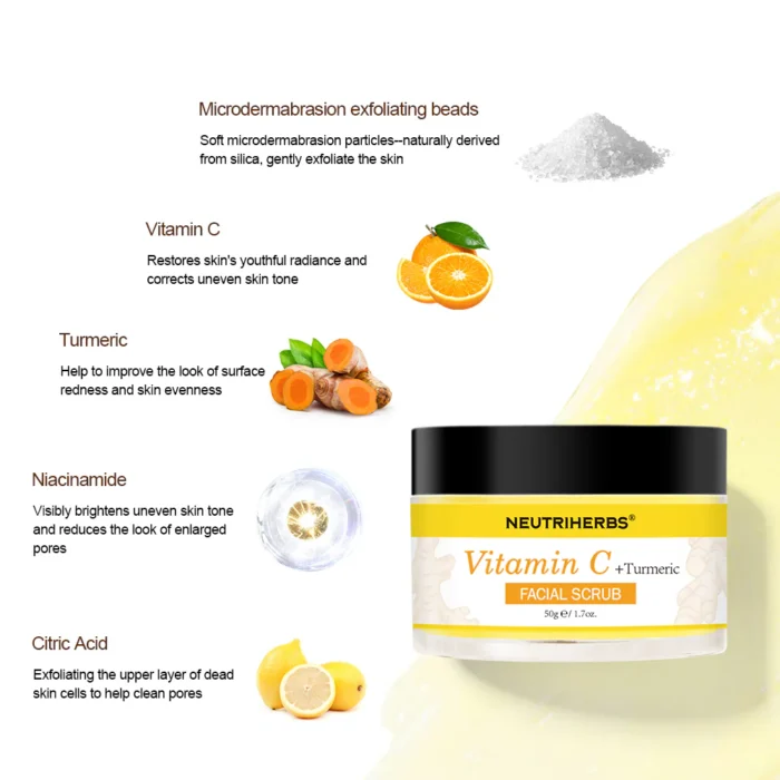 Vitamin C Turmeric Exfoliating Glow Facial Scrub For Skin Lightening - Image 3